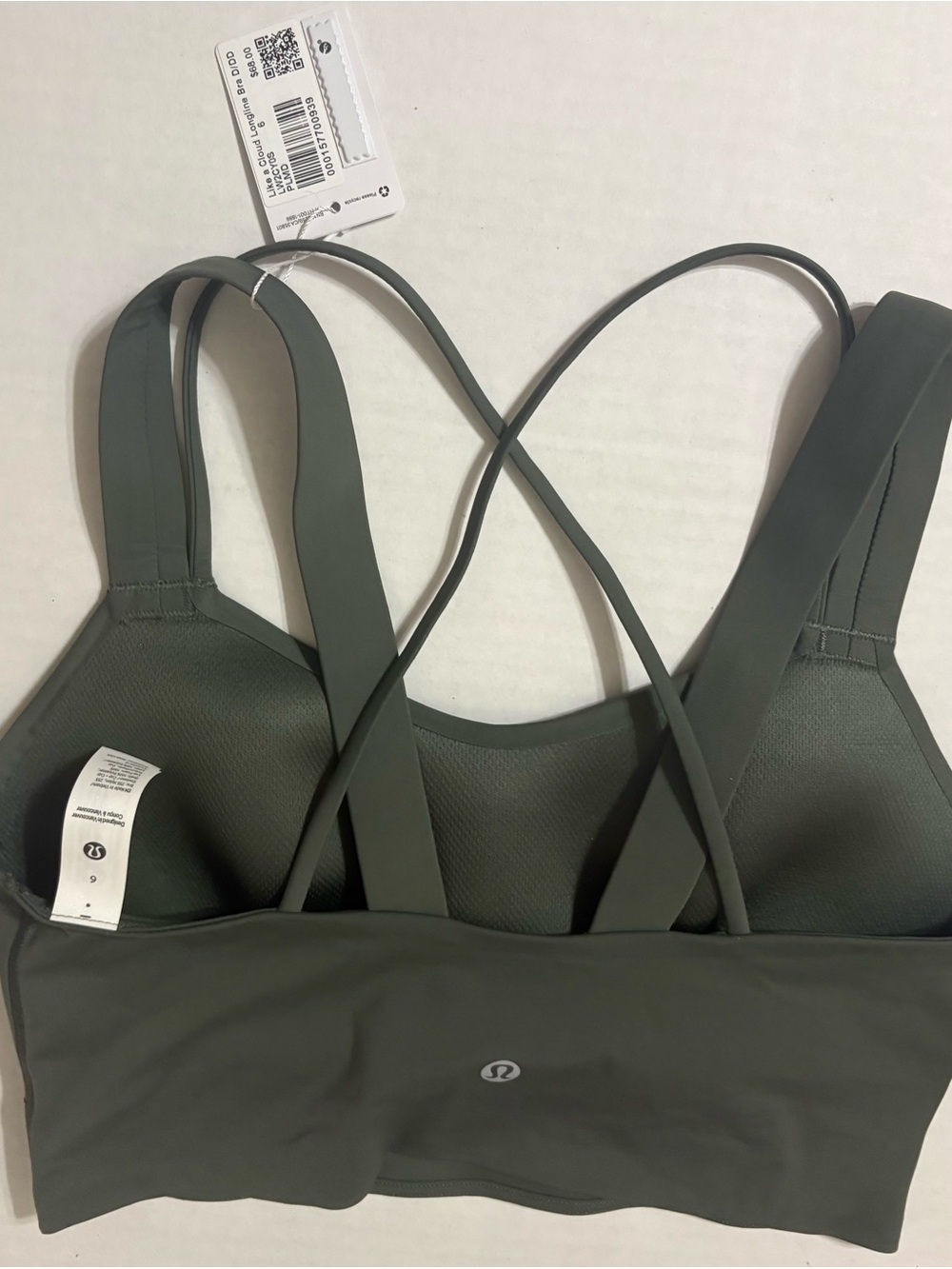 NWT lululemon like a cloud bra palm Deco dark green sz 6 longline $68 d/dd - Picture 3 of 5